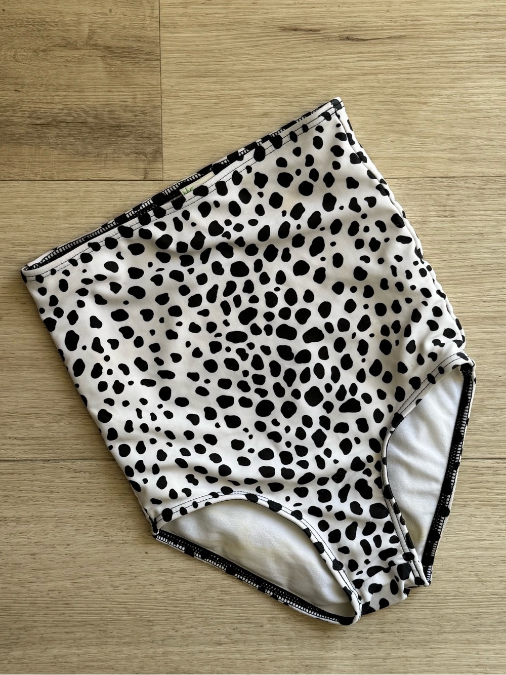 Kortni Jeane Kids High-Waist Swim Bottoms in Black & White Spot